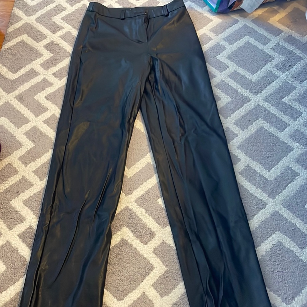 Boohoo faux black leather pants. Worn once. Size 4. Fits a little smaller.